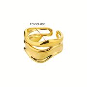 Golden Plated Geometric Wave Open Ring