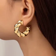 Twisted C-Shaped Hoop Earring