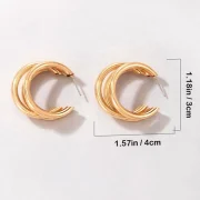 Gold Tri Hoop Earrings