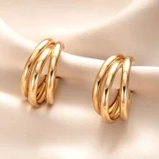 Gold Tri Hoop Earrings