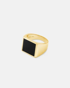 Gold Square Onyx Ring