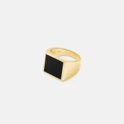 Gold Square Onyx Ring