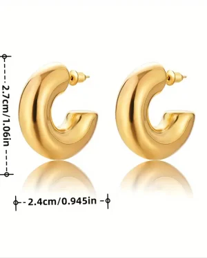 C-Shaped Hollow Hoop Earrings