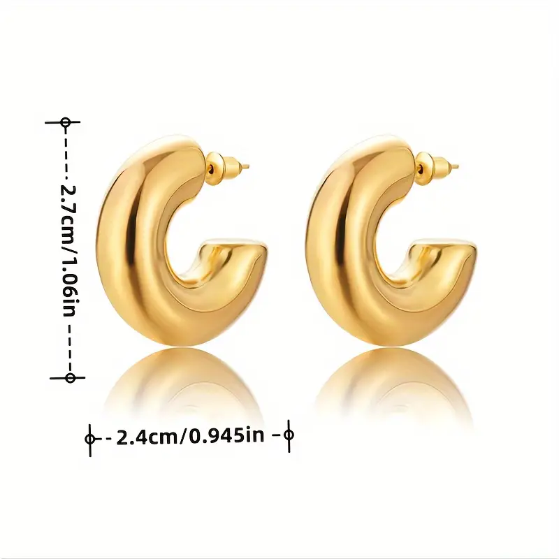 C-Shaped Hollow Hoop Earrings