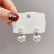 Classic Heart-Shaped Faux Pearl Stud Earrings