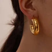 C-Shaped Hollow Hoop Earrings