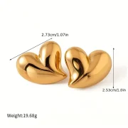 Gold Plated Stainless Steel Heart Necklace and Earrings Set