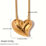 Gold Plated Stainless Steel Heart Necklace and Earrings Set