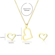 Heart Necklace And Earrings Set