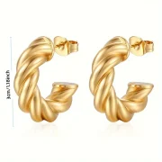 Twisted C-Shaped Hoop Earring
