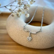 Heart Bow Silver Necklace