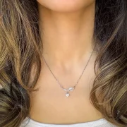 Heart Bow Silver Necklace