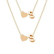 Stylish Two-Piece Set – Metal Heart & English Letter Necklace and Bracelet