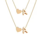 Stylish Two-Piece Set – Metal Heart & English Letter Necklace and Bracelet