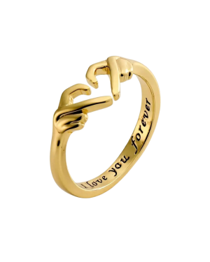 Cute Alloy Double Hand Ring Set – “I Love You Forever” Couple Rings