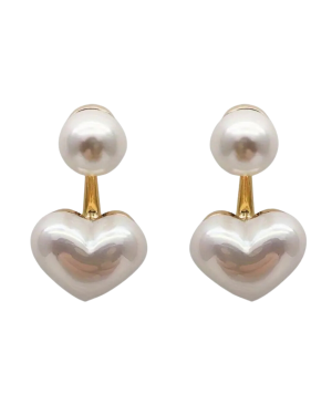 Classic Heart-Shaped Faux Pearl Stud Earrings