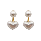 Classic Heart-Shaped Faux Pearl Stud Earrings