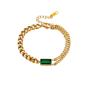 Trendy Green Square Chain Bracelet