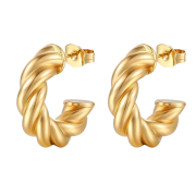 Twisted C-Shaped Hoop Earrings