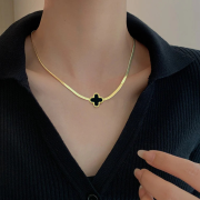 Black Van Cleef Gold Snake Chain Necklace