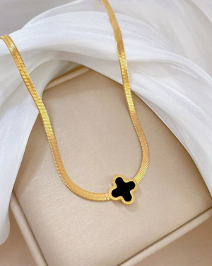 Black Van Cleef Gold Snake Chain Necklace