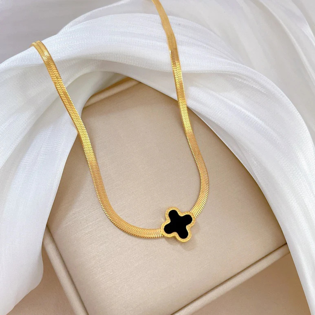 Black Van Cleef Gold Snake Chain Necklace