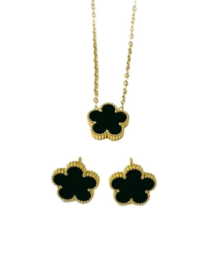 Golden Flower & Earring Set