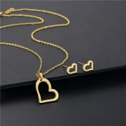 Heart Necklace And Earrings Set