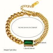 Trendy Green Square Chain Bracelet