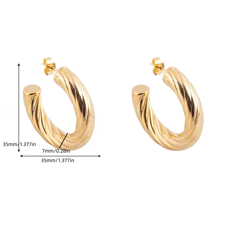 Twisted C-Shape Stud Earrings