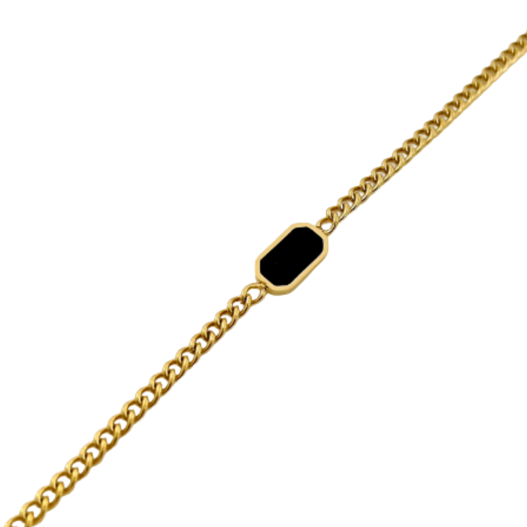 Premium Finish Black Rectangular Chain Bracelet