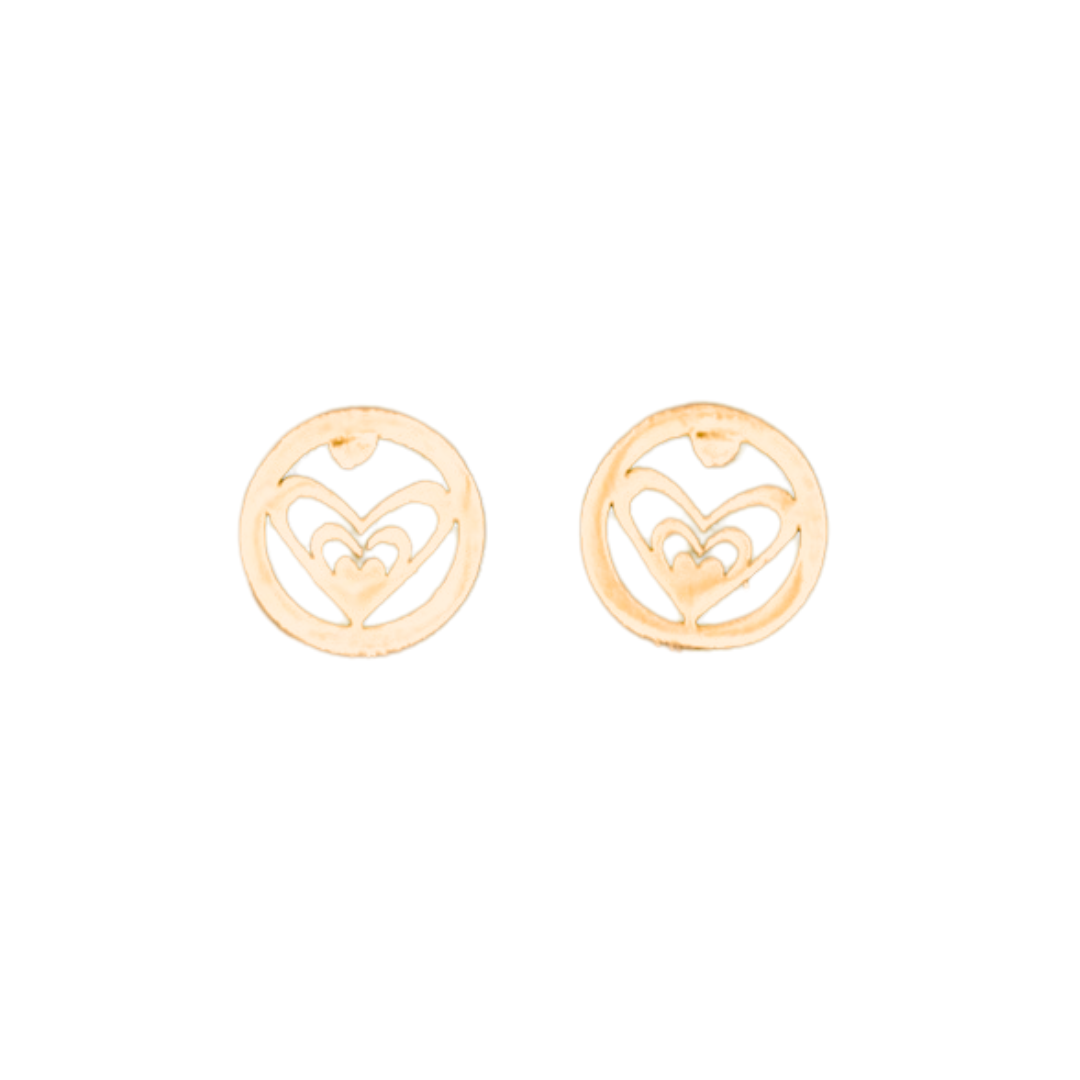 Circle Heart Stud Earrings