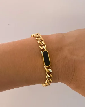 Premium Finish Black Rectangular Chain Bracelet