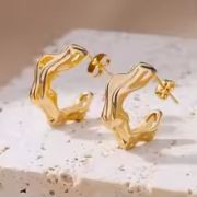 Trendy C-Shaped Gold Earrings