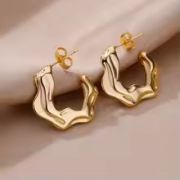 Trendy C-Shaped Gold Earrings