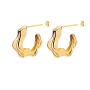 Trendy C-Shaped Gold Earrings