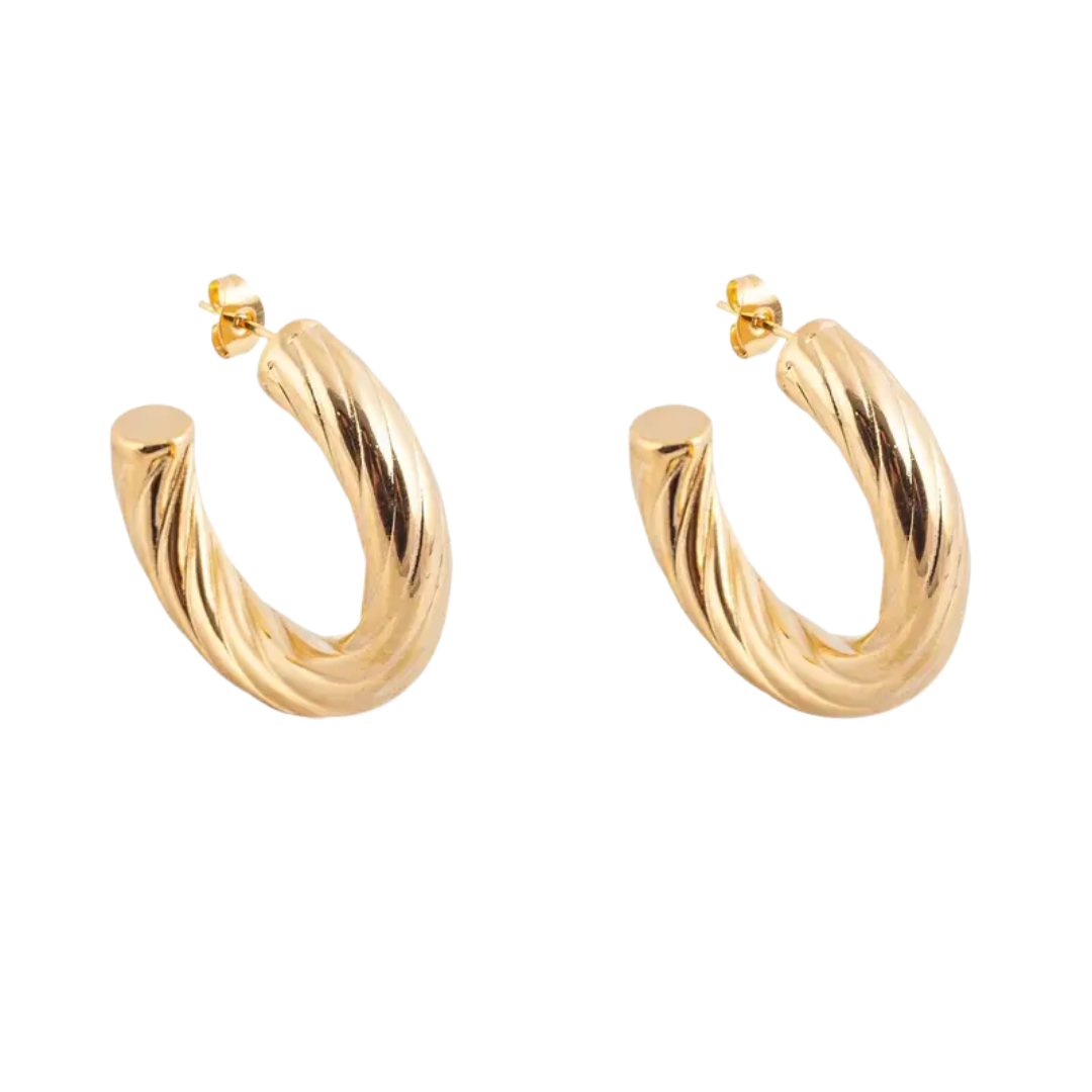 Twisted C-Shape Stud Earrings
