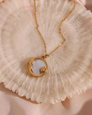 Half Moon Pendant Necklace – Stars & Celestial Design