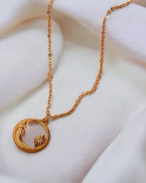 Half Moon Pendant Necklace – Stars & Celestial Design