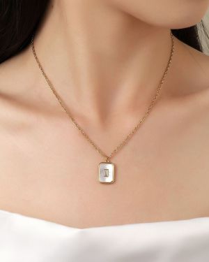 Vintage White Enamel Charm Necklace